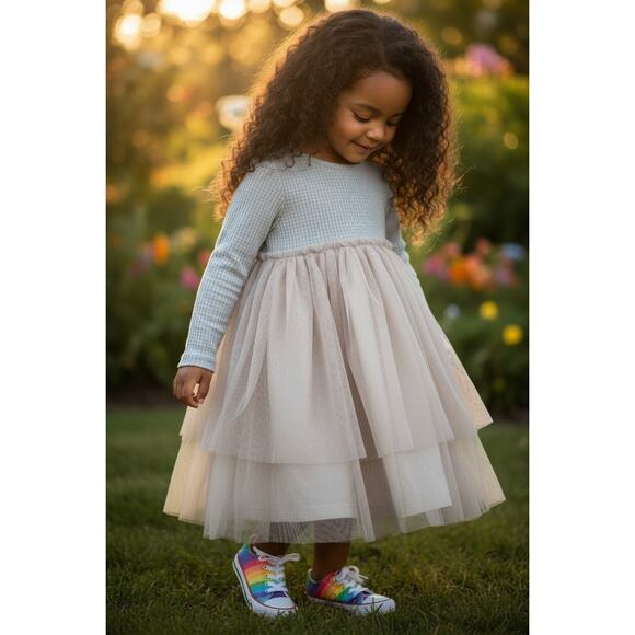 Zara Other - Zara Textured Knit & Tulle Dress Size 4–5Y (110)